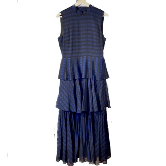 NWT Club Monaco Pleated Tiered Maxi Midi Dress - Picture 4 of 8